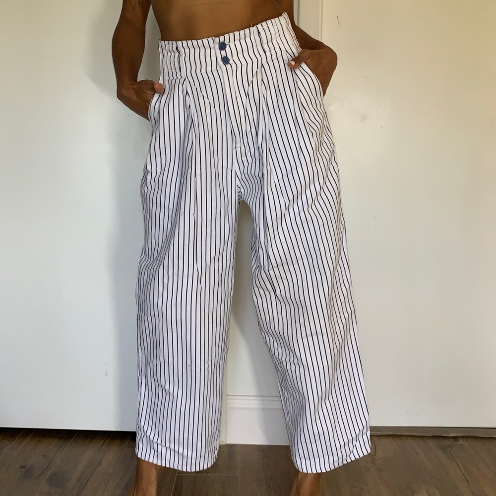UO pleated wide leg pinstripe pants